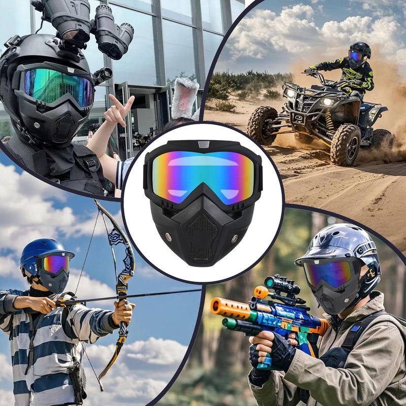 OQUQO Airsoft Mask Full Face, Paintball Mask, Tactical Mask, Motorcycle Helmet Goggles with Removable Face Mask for Men Women - Image 3